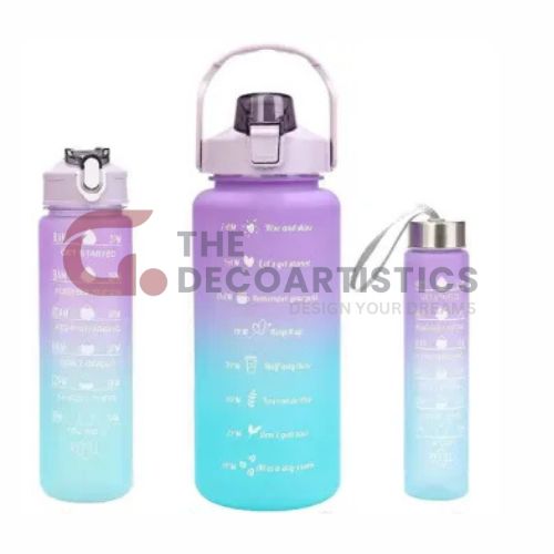 3pcs ~ 2pcs Motivational Water Bottle With Straw, Gradient Color Drinking Water Bottle For Girls And Female Gym With Handle, Portable Water Bottle For School, Fitness, Outdoor Sports, BPA Free Grade Plastic Travel Water Bottles