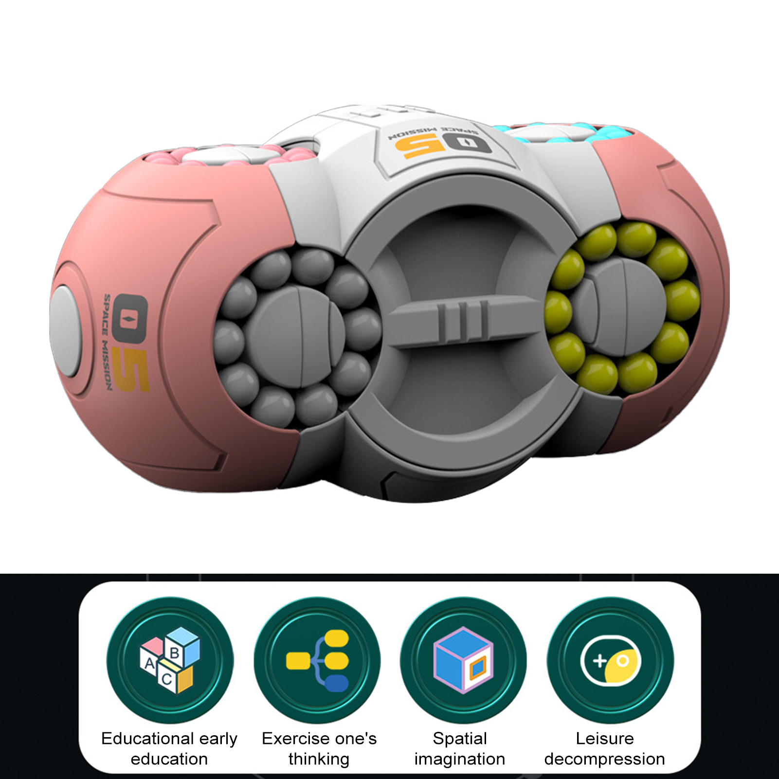 Stress Relief Bean Cube Toy Rotating Bean Cube Spinner Toy Stress Relief Fidget Sensory Toy For Adults Kids Educational Handheld Bead Puzzle Spinning Cube Perfect Gift