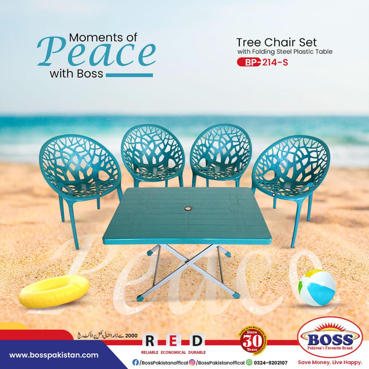 Boss Tree Chair (BP-313) Pack of with (BP-214-S) Folding Steel