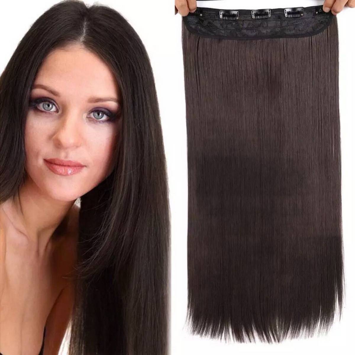 30 inches long 5 clips hair wig for women - natural black straight hair extension