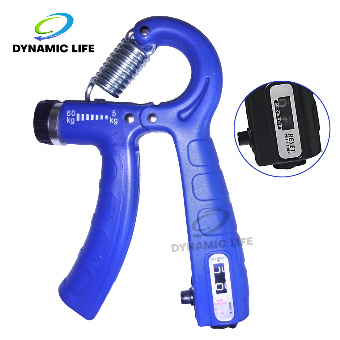 DYNAMIC LIFE Hand Grip with counter for Strength Training, Adjustable Resistance spring, Fingers Wrist Forearm Exerciser Workout Gear Home Fitness Gym Exercise Equipment