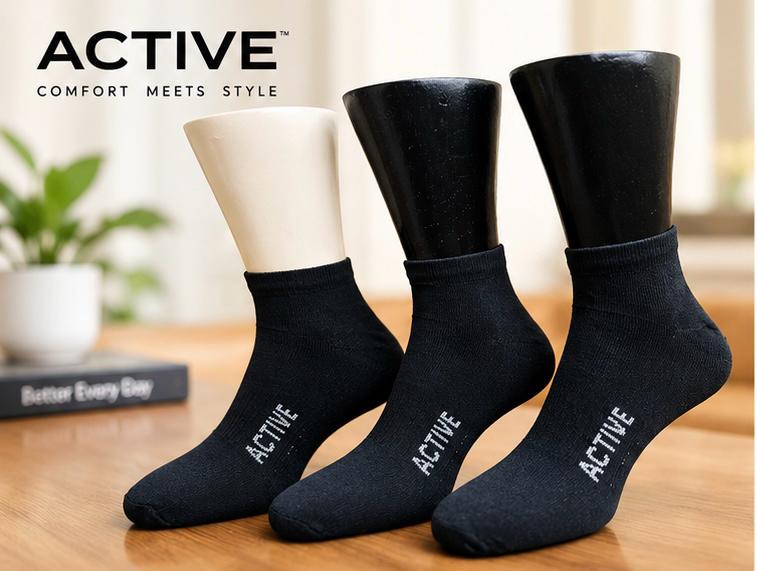 3 Pair Cotton Ankle Socks