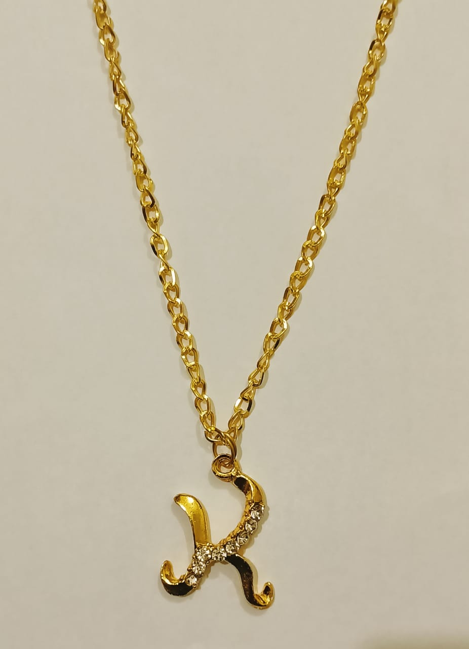 Alloy Golden Chain with A to Z Alphabet  Locket Necklace Pendants specially gift for Boys / Men / Girls / Women