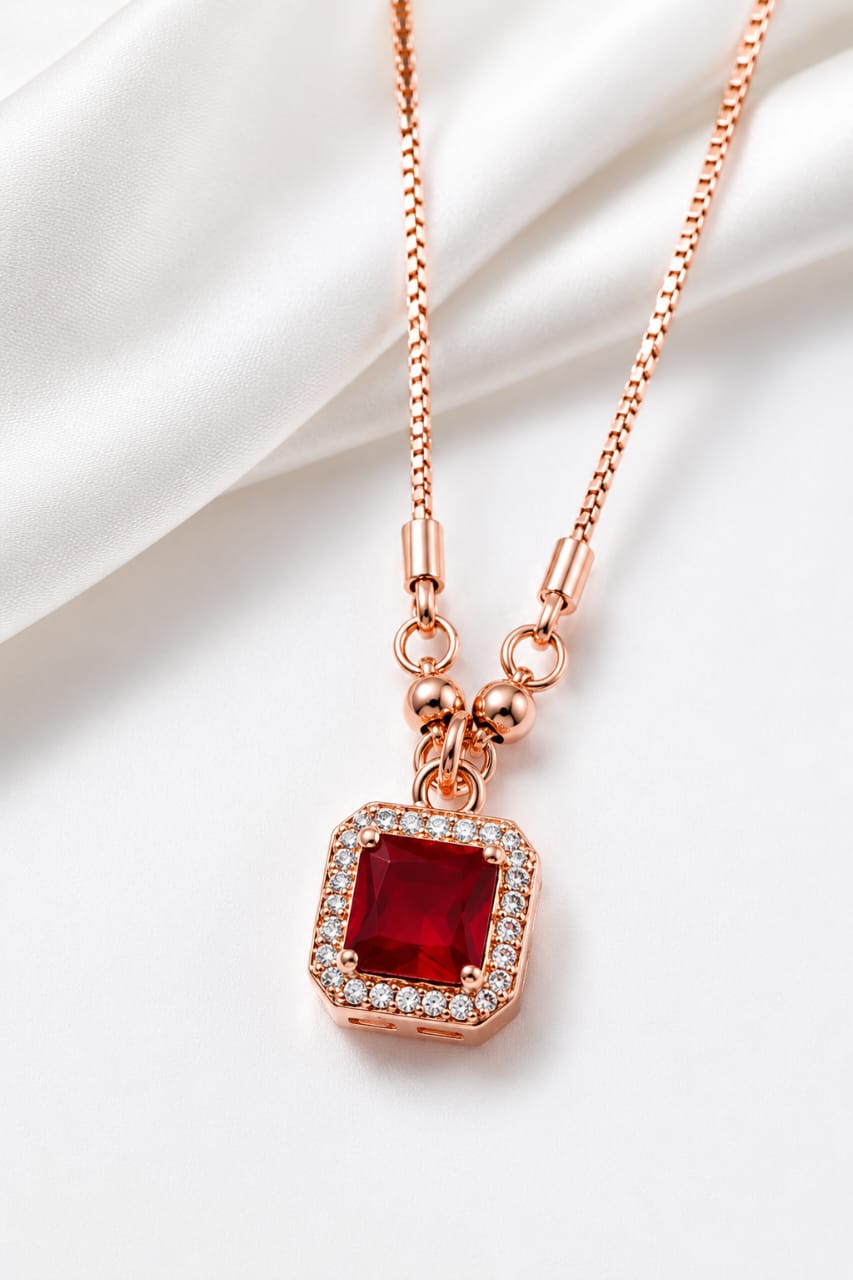 Luxury Rose Gold Square Crystal Pendant For Girls