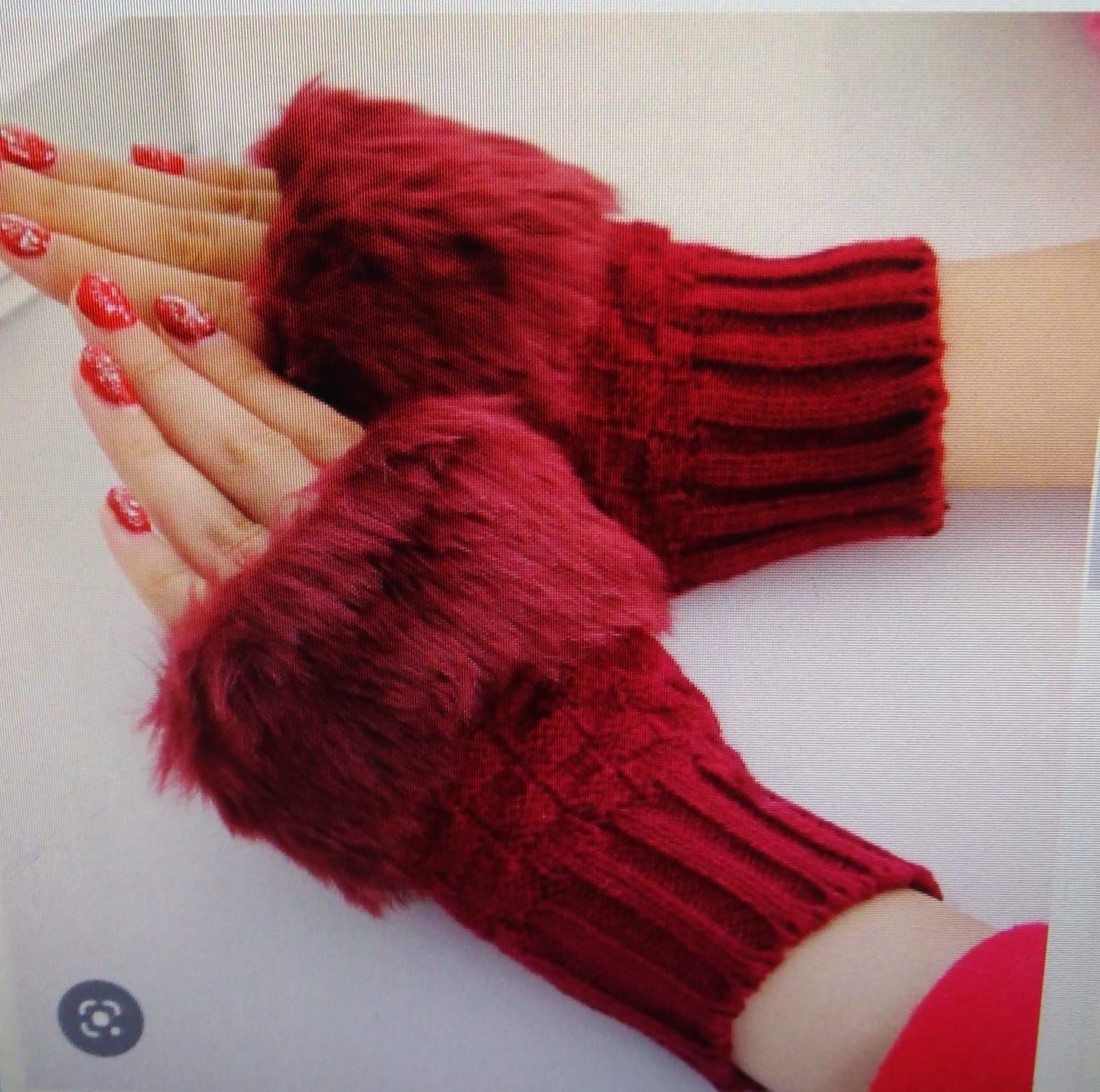 OASIS BLUE Fashion Women Faux Rebbit Fur Hand Wrist Warmer Winter Fingerless Knitted Gloves