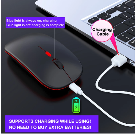 RGB Wireless Mouse | Bluetooth .4G Dual Mode Rechargeable Mouse with LED Lights