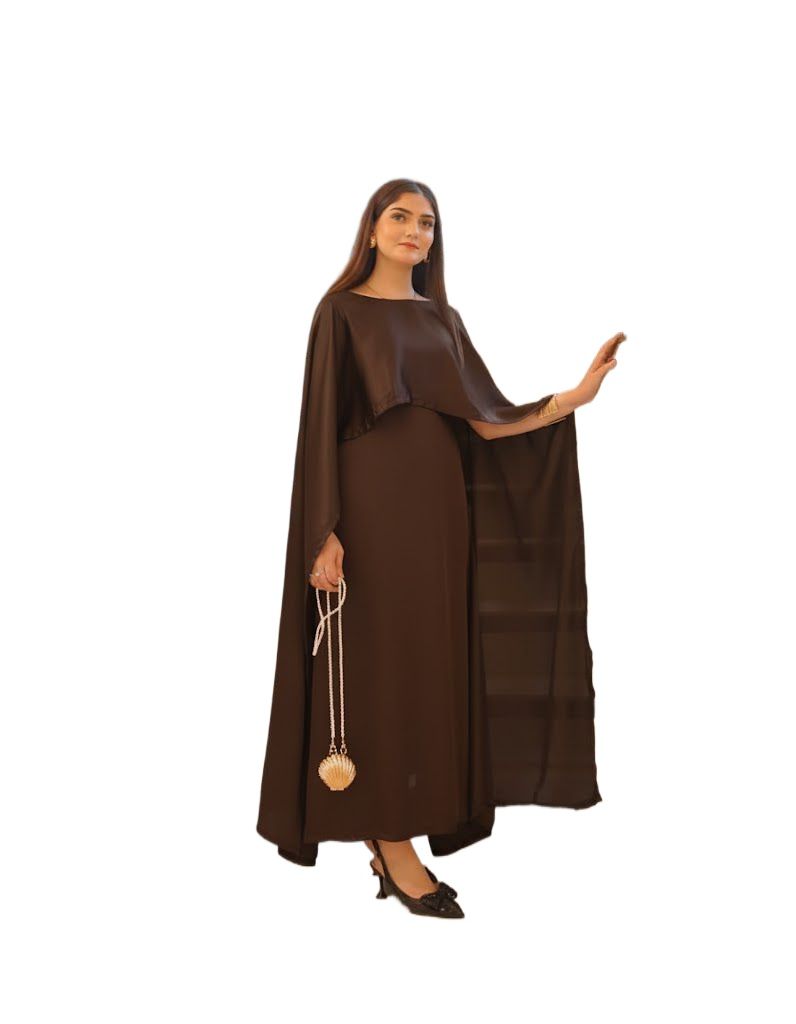 Silk Attached cape Maxi 1 Piece dress for Girls & Women's Fashion