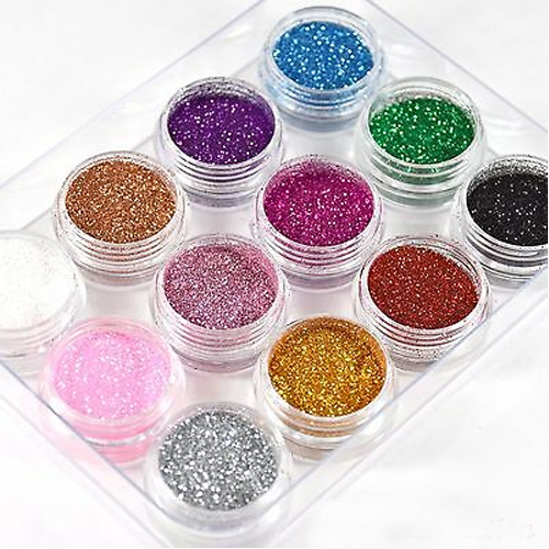 6 / 12  Pcs Set - Loose Pigment Sparkling Dust Glitter Eyeshadow Makeup Palette Tray Box - Dusty Powder Eye Shadow - Mix Multicolor Shade 12 Color Matte Nude Large Size Pallete Shiny Body Shimmer Eyeshade Make Up Nail Art Eye Shades Kit