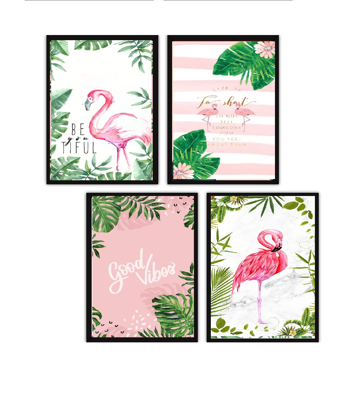 Set of 4 Makeup Quotes Frame set, Pink Quote Salon Wall Decoration