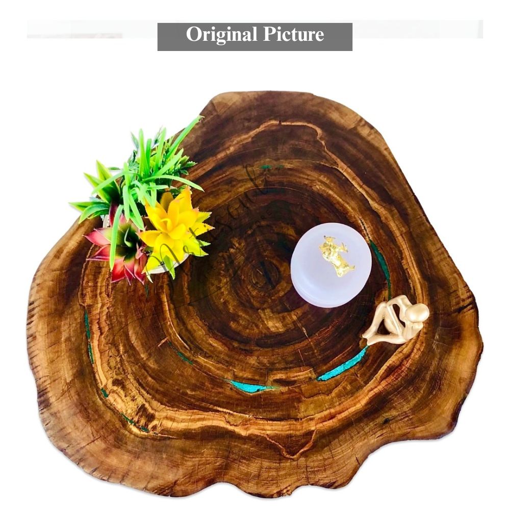 Small Round Side Table | Sofa Side Table & Bedside Table | Natural Live Edge Sheesham Wood | Metal Hairpin Legs | Drawing Room Corner Accent Table | Rustic Handmade Pakistan