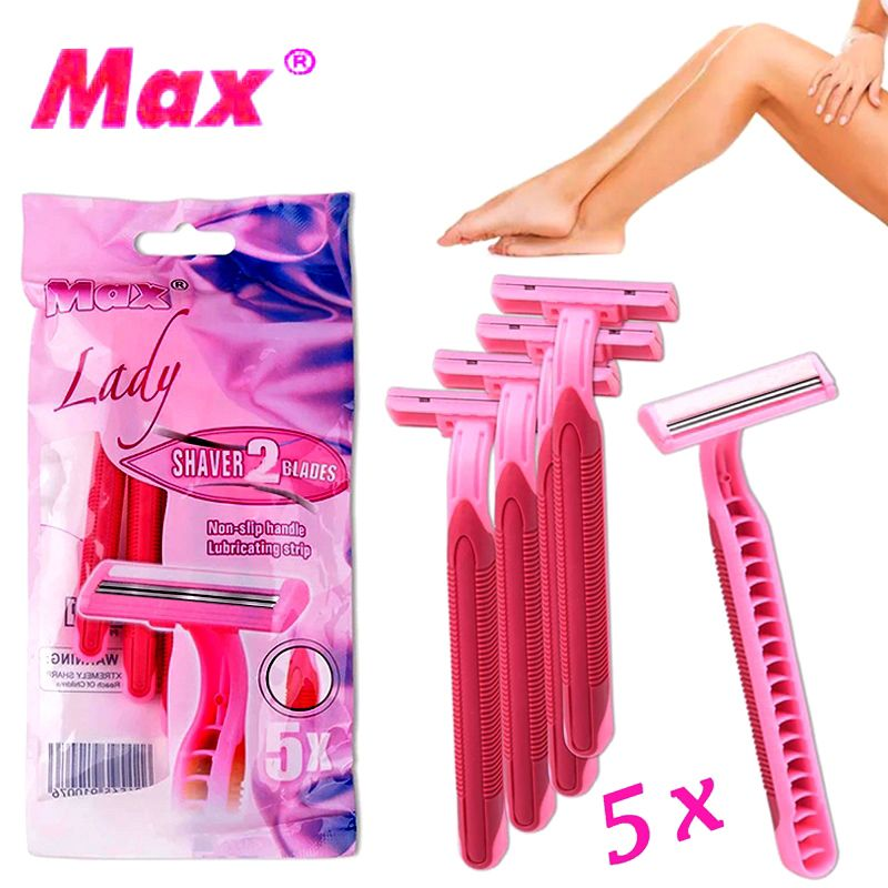 Original MAX Lady Razor – 5 Piece Bikini & Body Hair Removal Set – Double Blade Shaving Razor for Women – Smooth, Safe & Gentle Shave