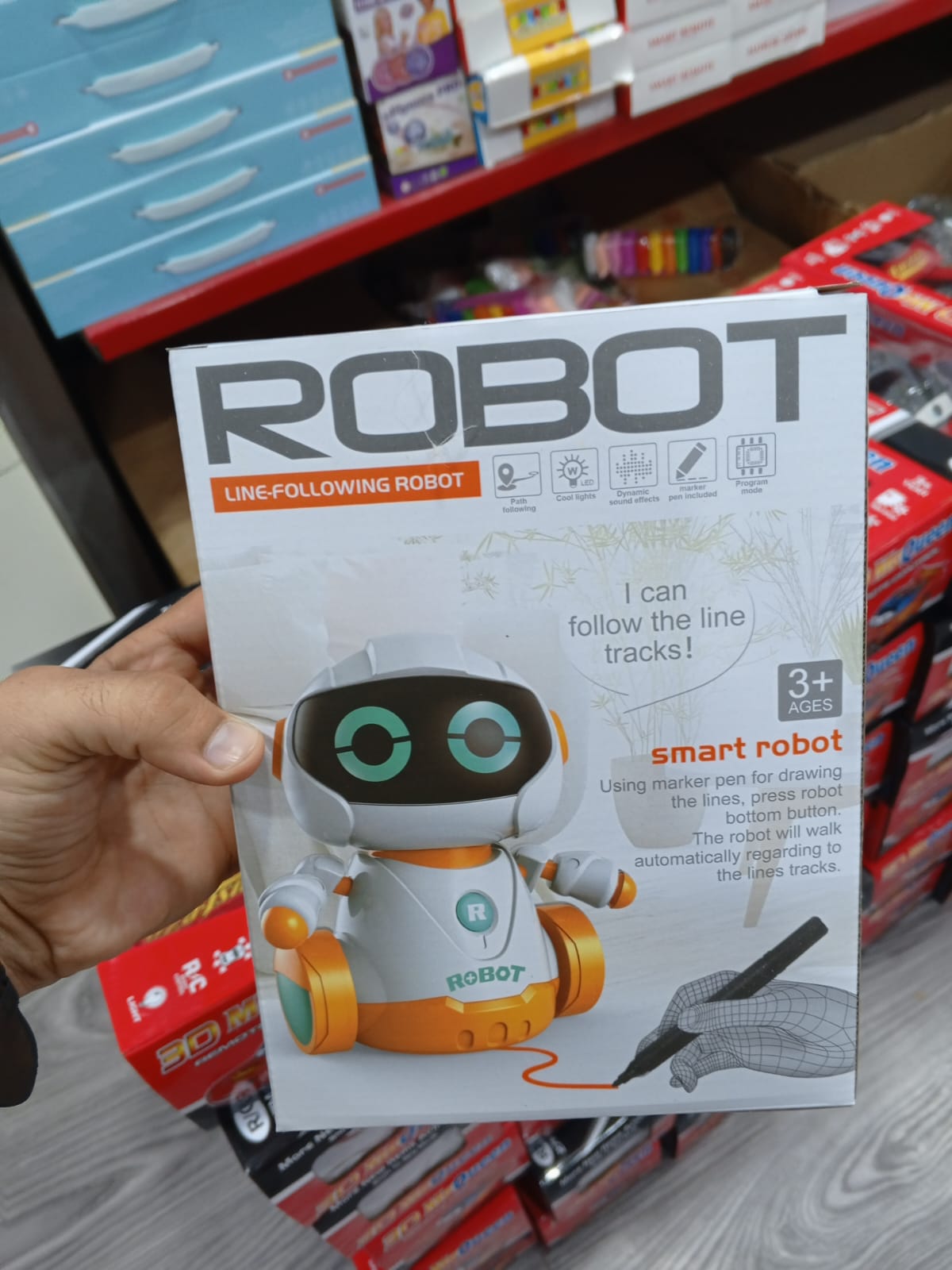Magic Inductive Following Robot Toy | Line Tracking Smart Robot with Marker Pen | Educational STEM Learning Robot | Automatic Path Following Toy for Kids