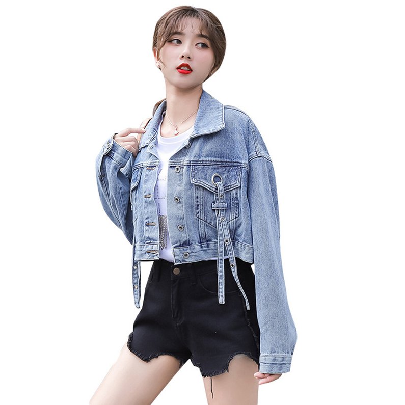 round neck denim jacket