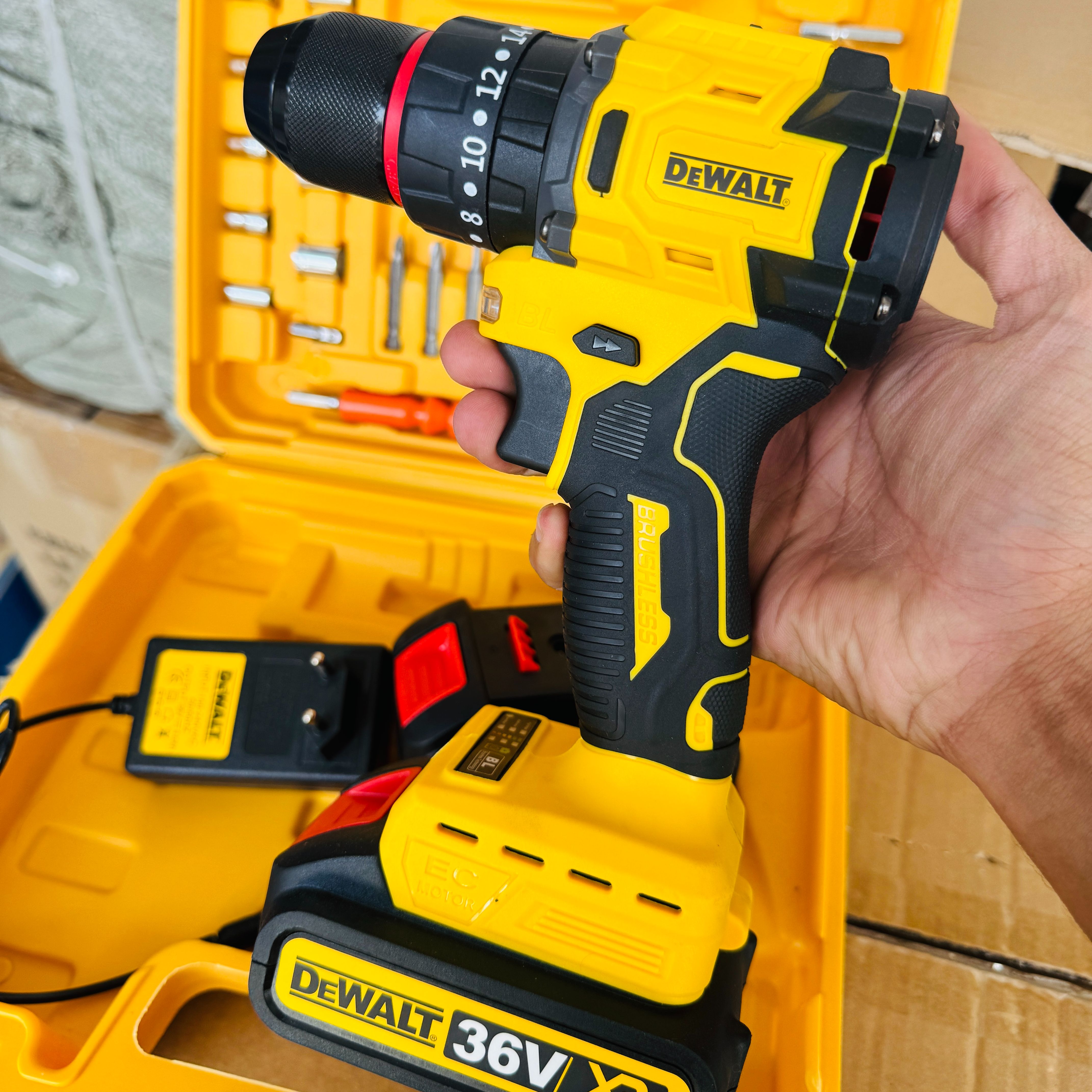 Imported 28 Pieces Drill Machine Comfortable Grip, High-Power, Drilling Machine tools With Reverse Function Slow Fast Speed Electric Screw Driver Function Electric Air Blower Tool kit Hand Tools With - Pure 100% Copper