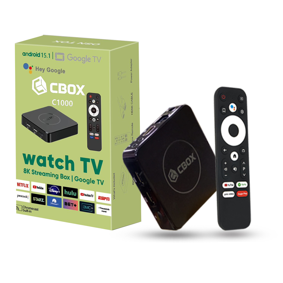 【Highly Recommended】CBOX C1000 and C1000 Pro Android TV BOX | Original 2GB RAM & 8GB ROM (Showing 8GB +128GB)| Android 15 | Bluetooth | voice Remote | Including Movies, & Webseries apps | Set top Box Smart TV by Al-Buraq Tech Zone