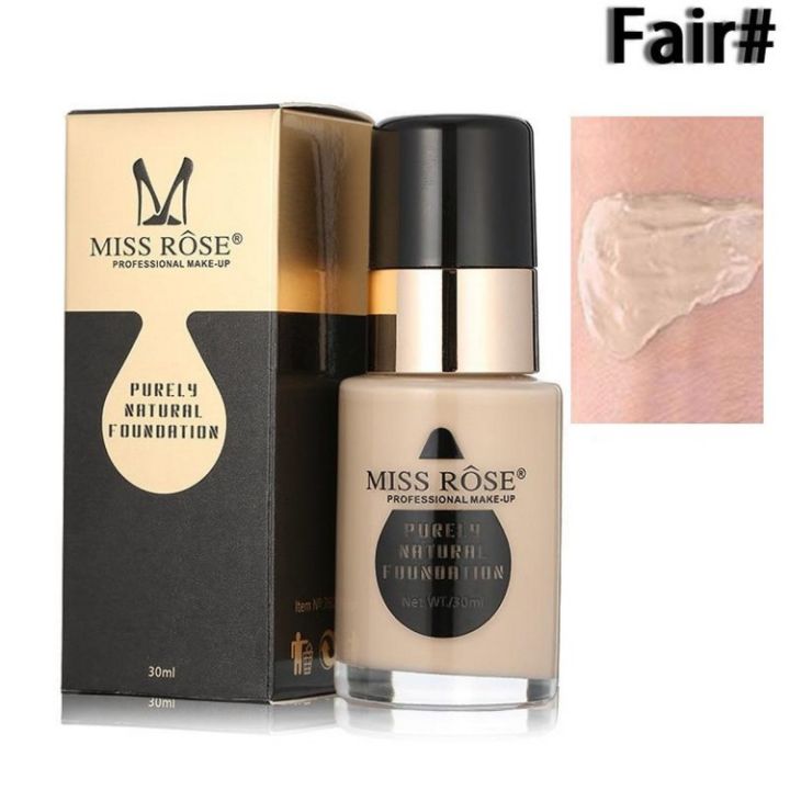 Miss R Waterproof Moisturizing Oil Free Full Coverage Deep Whitener Liquid Foundation 30Ml All Colour available