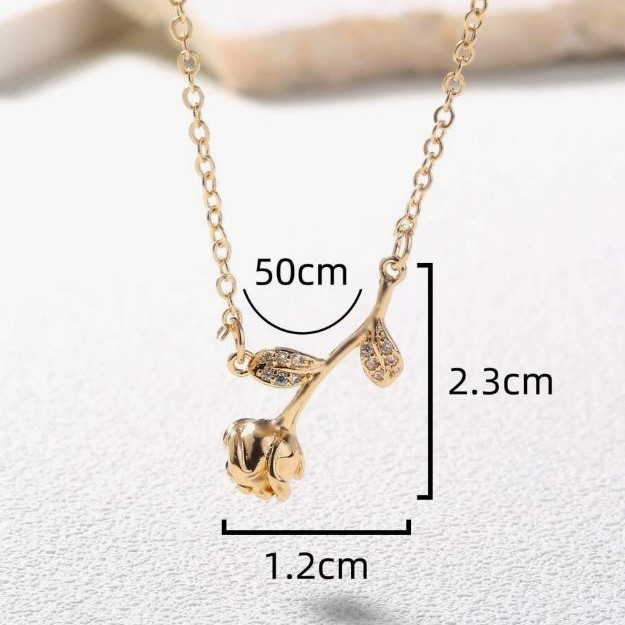 Rose Charm Stainless Steel Necklace Drop Pendant for Girls & Women's | 925 Gold Rose Romantic Jewelry