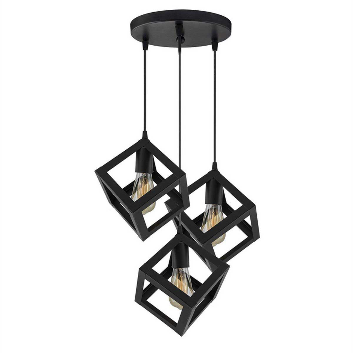 3in1 Base Square Cube Hanging Lamp / 2in1 Base Square Cube Hanging Lamp, Ceiling Lamp, Pendant Lamp, For Home, Office, TV Lounge, Bed Room, Led Light, Led Bulb, Filament Bulb