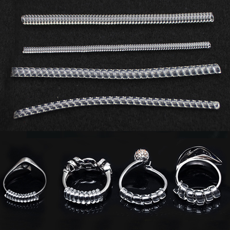 1/4 PCS 10cm Transparent Invisible Ring Size Adjuster – Spiral Resizing Tightener Tool for Jewelry Rings