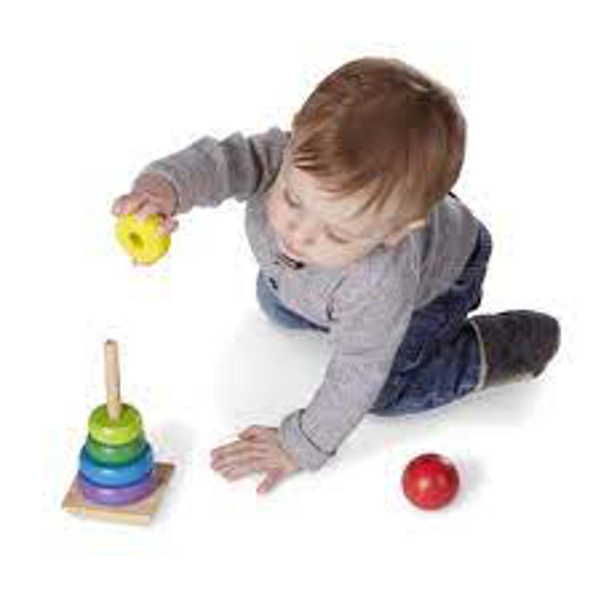 Classic Wooden Rainbow Stacker Rings Stacking Educational toys for Kids Toddlers Toy early Year Educational Toys
