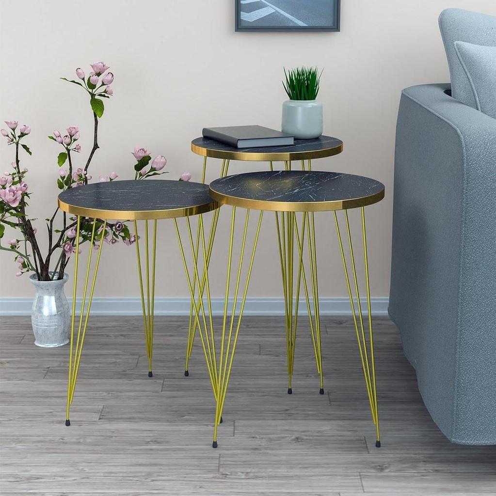 1 Pcs / Set of 3 Round Coffee Table HIGH Gloss Nesting End Tables