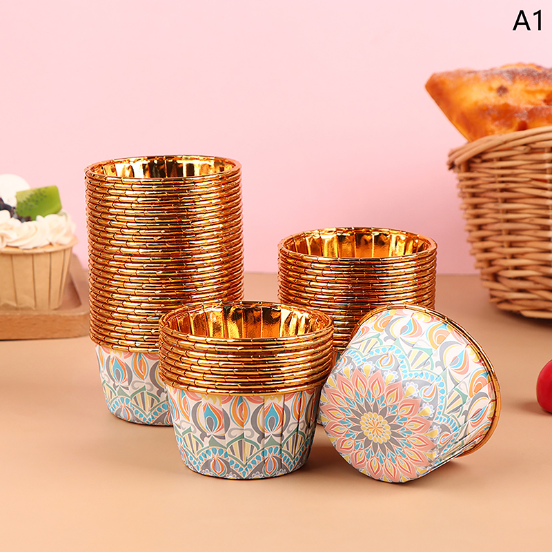 50Pcs Muffin Cupcake Liner Gold Cake Wrappers Baking Cup Tray Case DIY