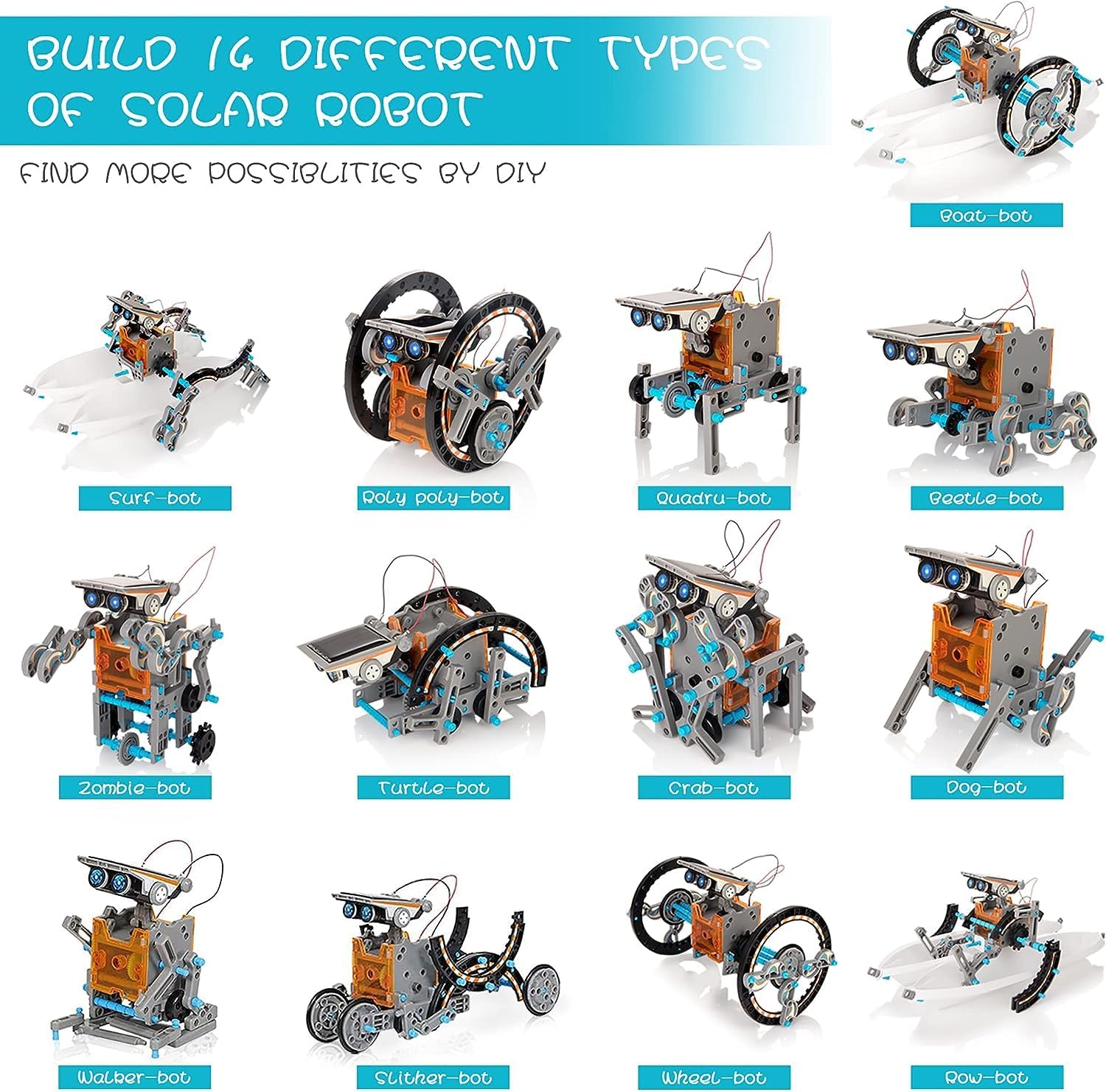 14 in 1 solar robotic kit toy - Solar Robot Educational Kit Build Your Own Robot Kit Powered by the Sun- Educational Solar Robot Kit Powered by the Sun