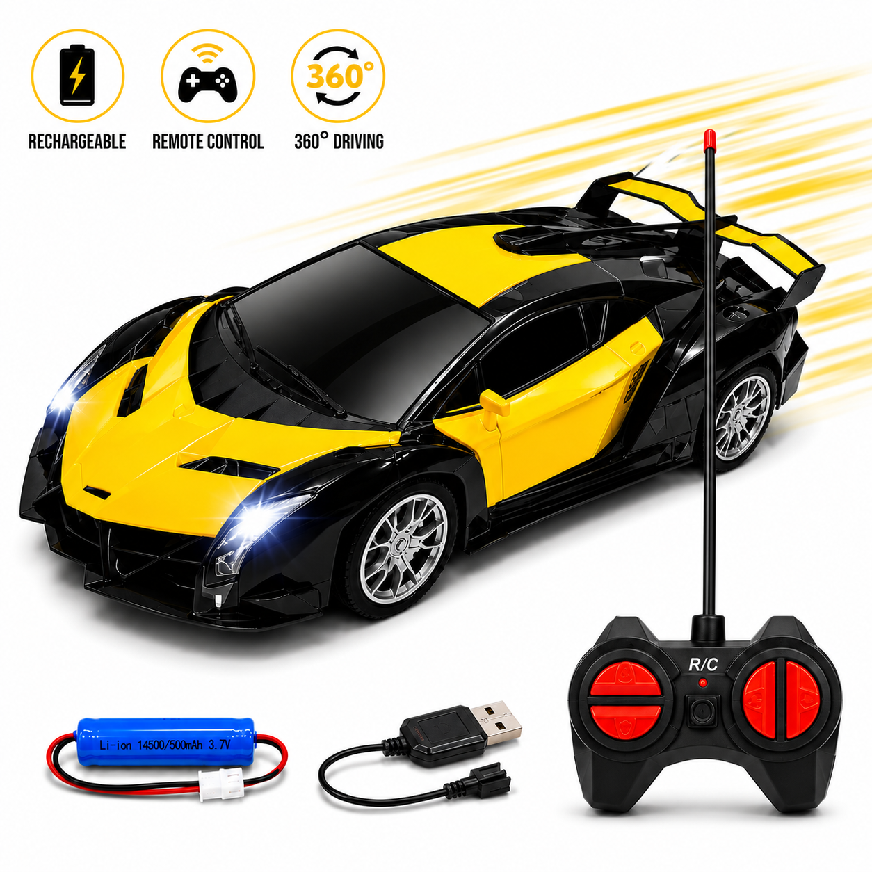 New High-Speed RC Racing Car 1:20 Scale with Realistic Light & Sound Effects, Rechargeable Battery, 2.4GHz Remote Control, Ideal for Kids 6-8 Years