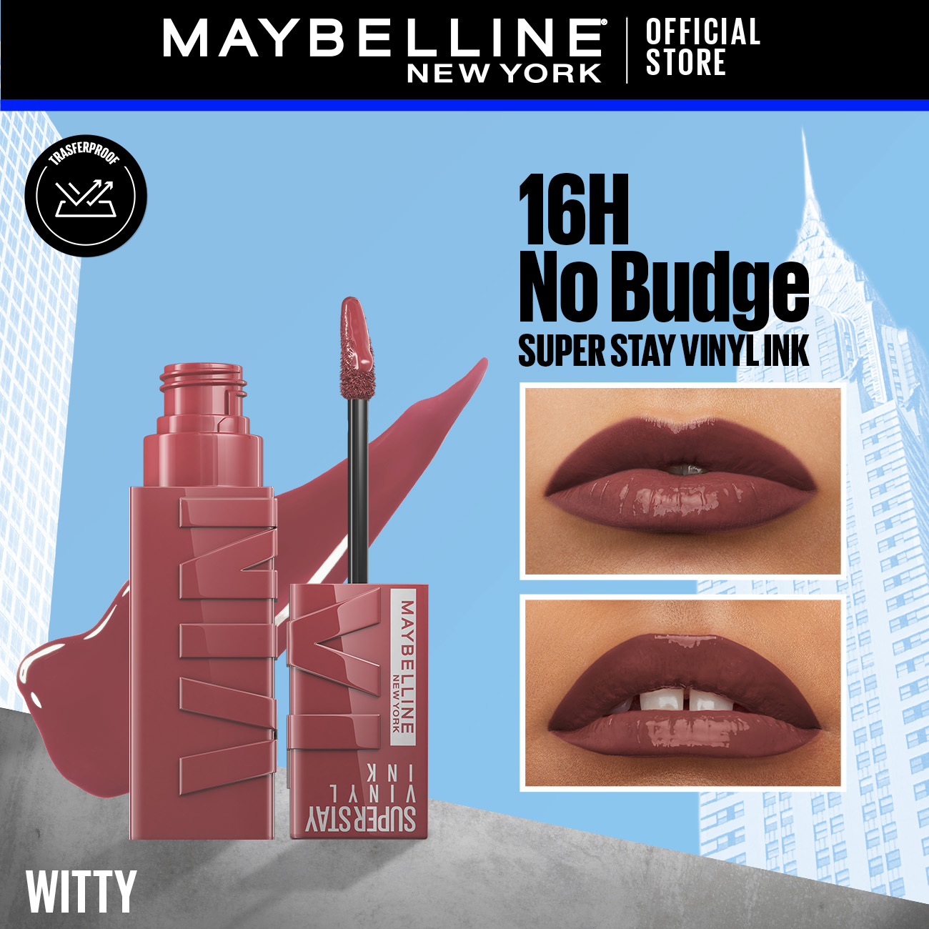 Maybelline's Superstay Vinyl Ink, 16-Hour No-Budge Liquid Lipcolor - Witty