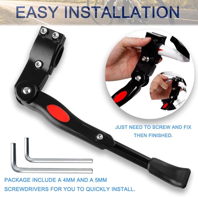 Bike Kickstand, Adjustable Bicycle Side Stand, Univercal Aluminum Alloy Parking Rack, Cycling Accessories for Mountain Bike, Road Bike,
