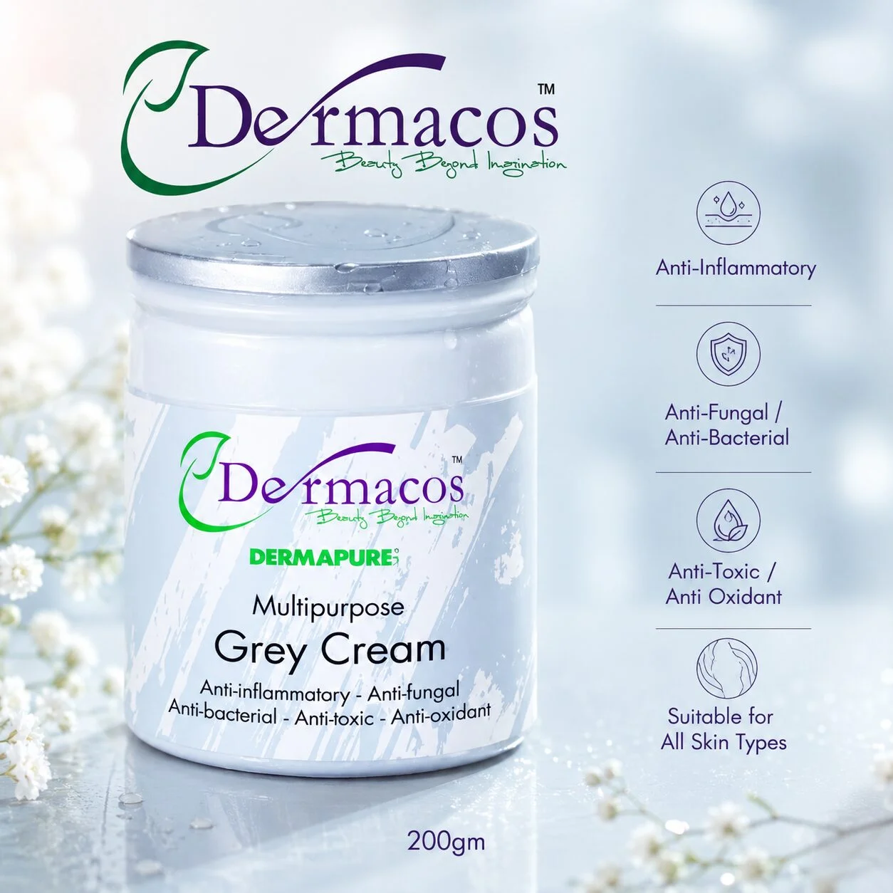 Dermacos Grey Cream () | Daily Skin Care | 200g
