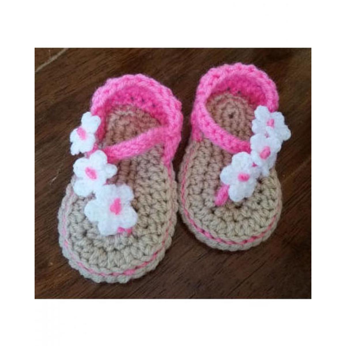Multi Flowers Woolen Handmade Crochet Baby Summer Sandal