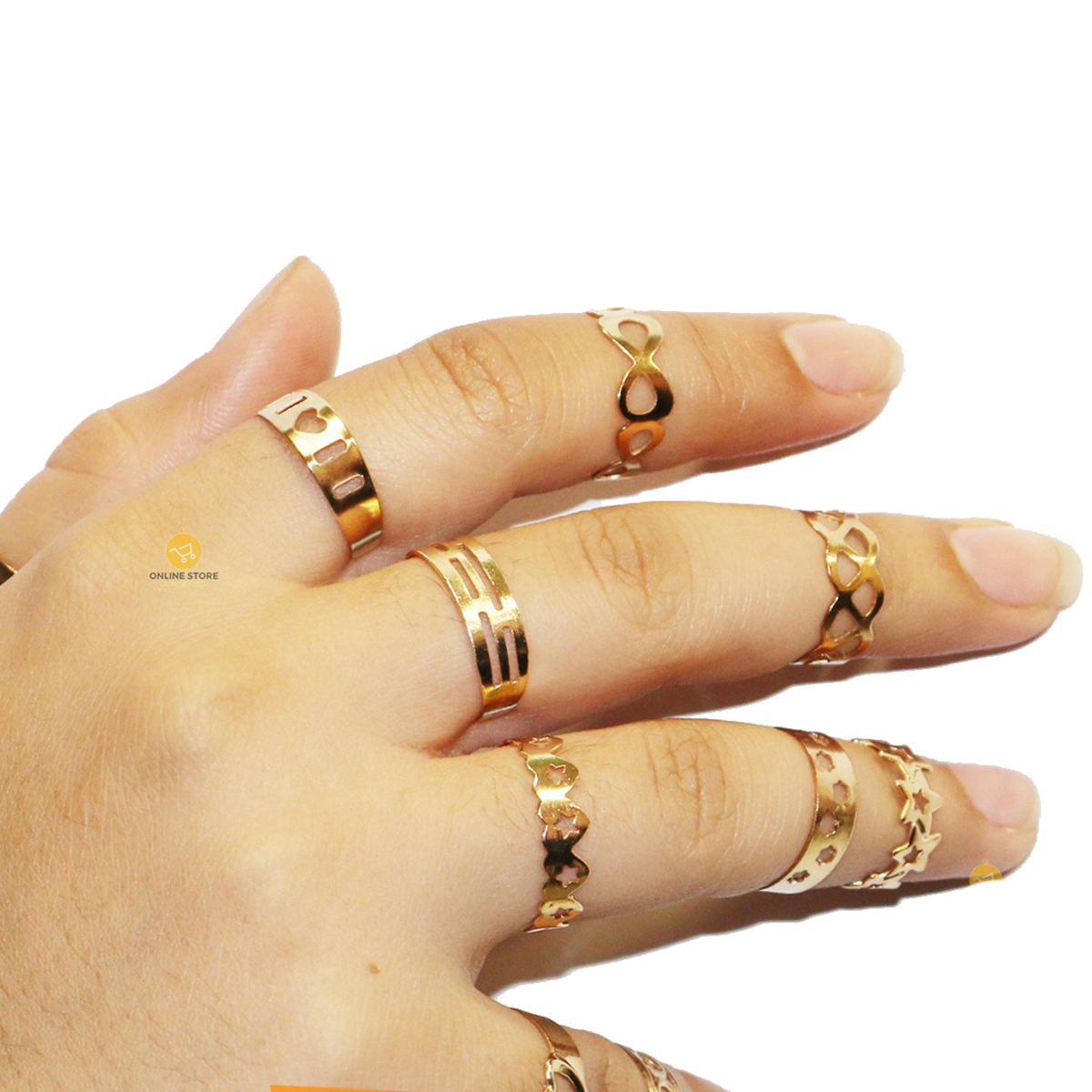 Pack of 10 - Adjustable Finger Rings For Girls - Golden Colour - Attractive Ring Colors for women gift jewelry latest 2021