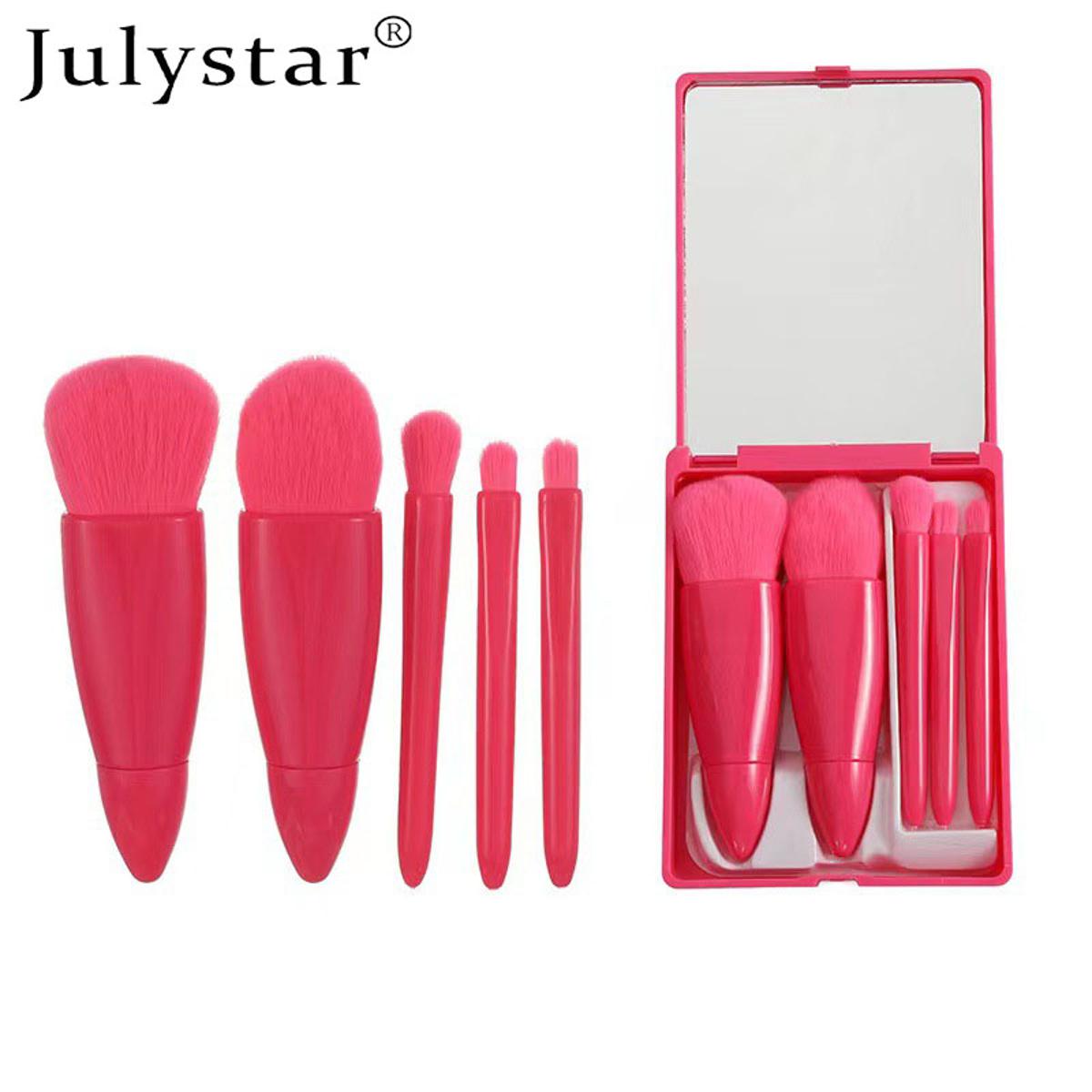 Julystar 5PCS Soft Fluffy Mirror Makeup Brushes Set for Cosmetics Foundation Blush Powder Eyeshadow Blending Makeup Brush Beauty Tool
