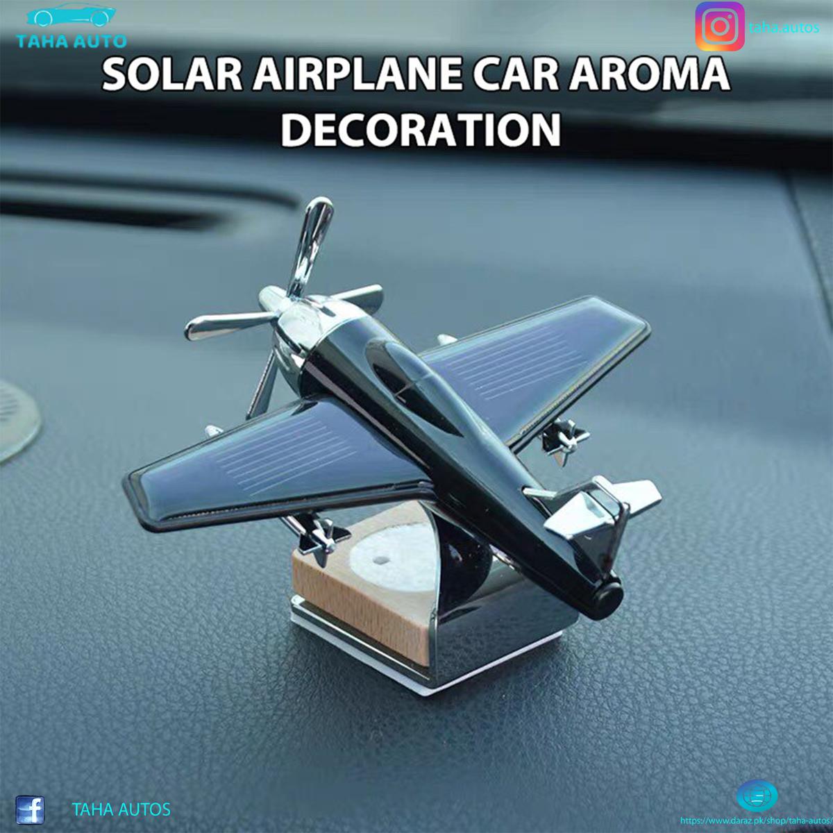 Black Color Car Aroma Diffuser Air Freshener Perfume Solar Power | Car Dashboard Aeroplane Decoration With Refill Perfume