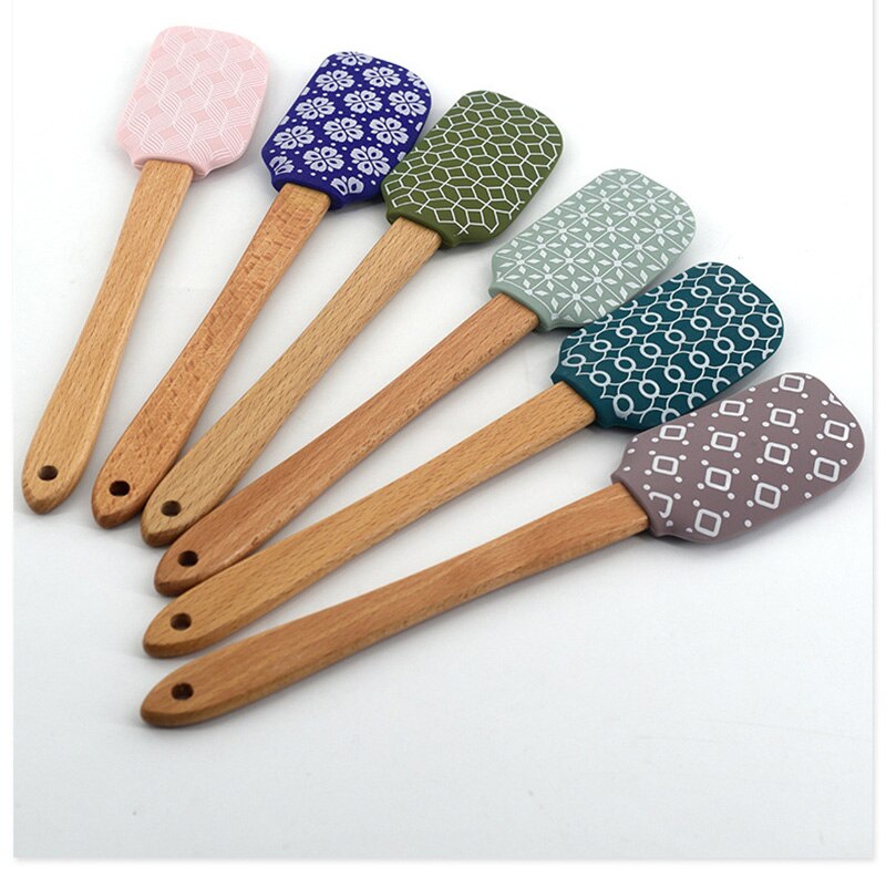 Geometric Silicone Spatula Cake Scraper Cream Mixing Spatula Kitchen Gadgets Heat-Resistant Utensils Cake Brush Kitchen Tools