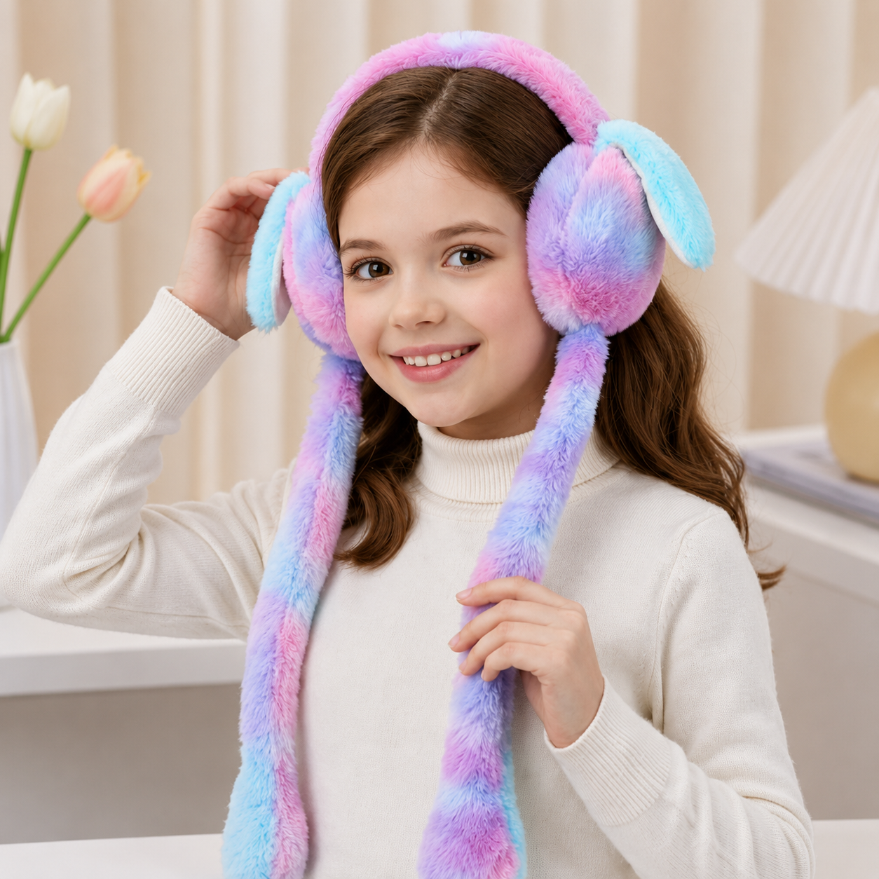 Winter Earmuffs for Kids – Soft Plush Bunny Ear Warmers with Moving Ears & Chu Chu Sound  Faux Fur Warm Ear Muffs for Girls, Boys & Women  Trending Winter Headphone & Cute Cold Weather Accessory