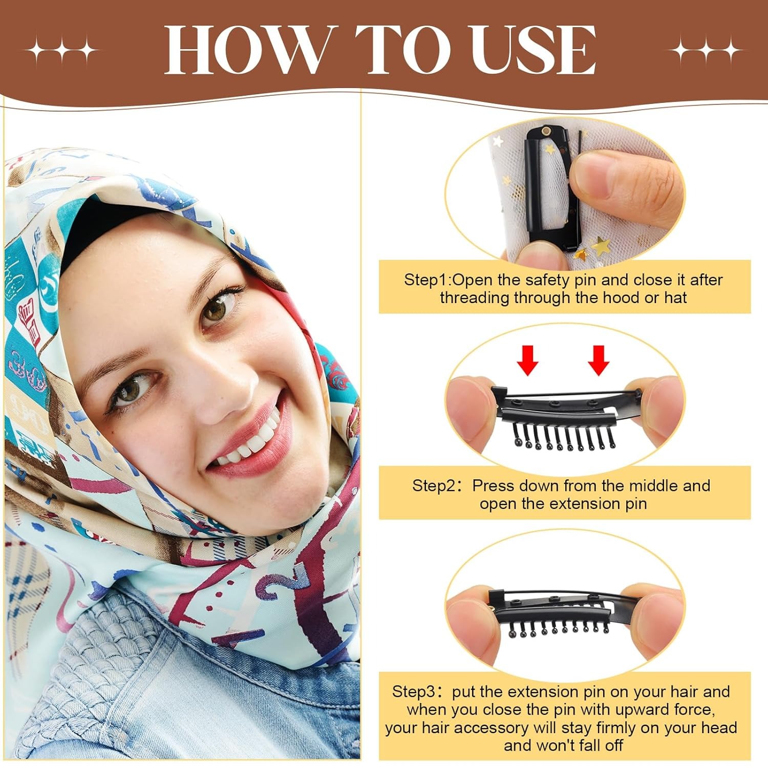 Dupatta Clips - Strong Dupatta Grip Clips for Women's Hijab, Veil, Hair Extensions & Hairpieces