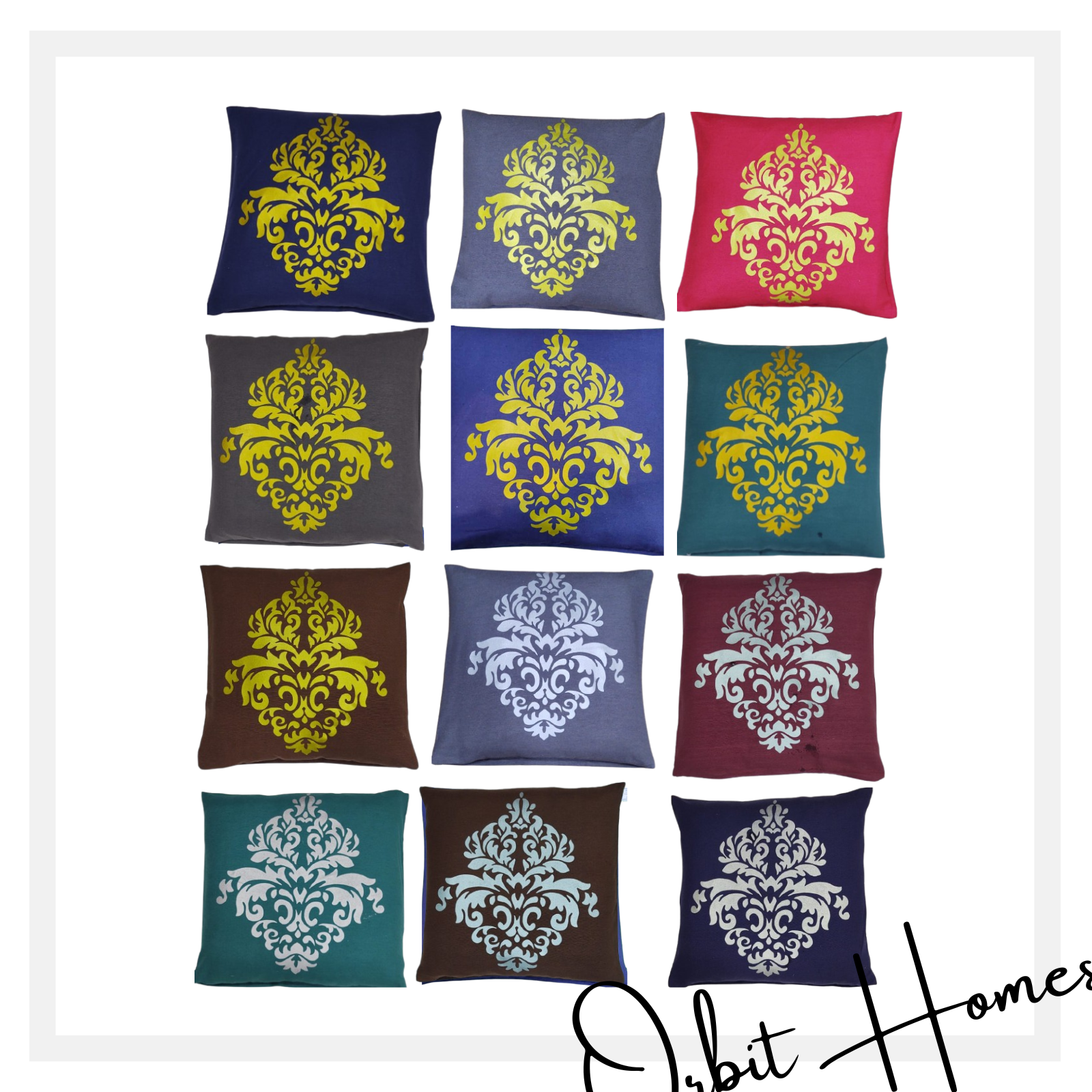 Digital Printed Cotton Cushion Covers without Filling For Bed and Sofa Home Decoration Square Pillow Cushions & Covers 16*16 Inch -- ORBIT HOME