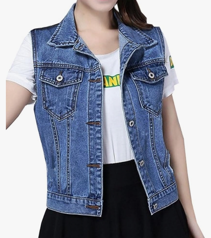 Classic Women's Denim Sleeveless Jacket – Versatile and Stylish