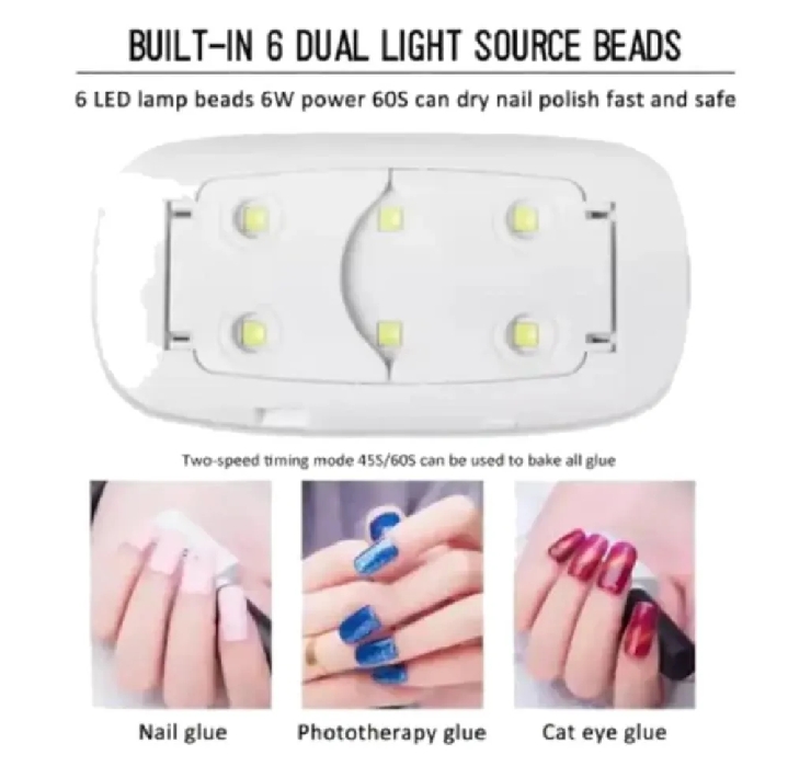 6W Portable Mini Nail Lamp , Polish Dryer Machine, USB 6 LED UV manicure lamp