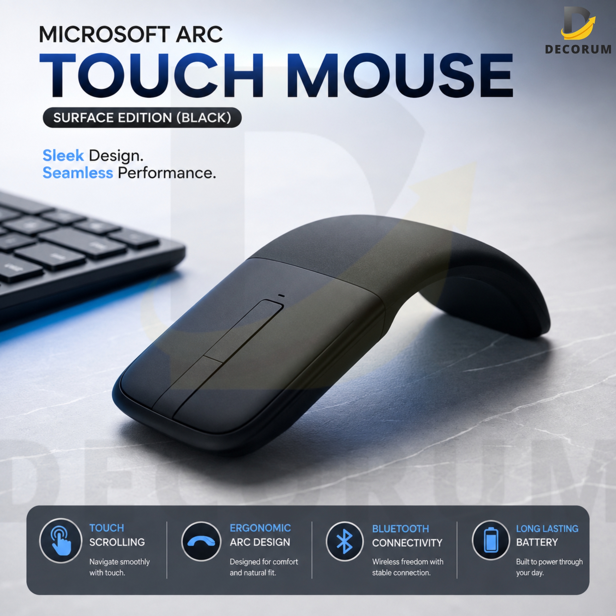 Microsoft Arc Mouse, Arc Touch Mouse, Bluetooth Mouse, Wireless Mouse, Foldable Mouse, Slim Mouse, Surface Pro Mouse, Portable Mouse, Travel Mouse, Premium Office Mouse, Titanium Mouse