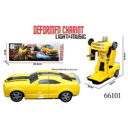 Transforming Robot Car, One Button Deformation Car Robot Toy with Realistic Race Car Sounds, LED Lights and  Bump and Go Robot Function