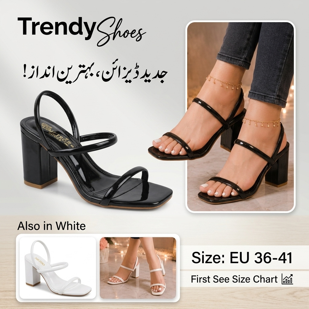 Zara Women Square Toe Block Heel Sandals | Strappy High Heels for Girls | Elegant Party Office Evening Wear Ladies Shoes | Black White | EU 36-41 | Trendy Shoes