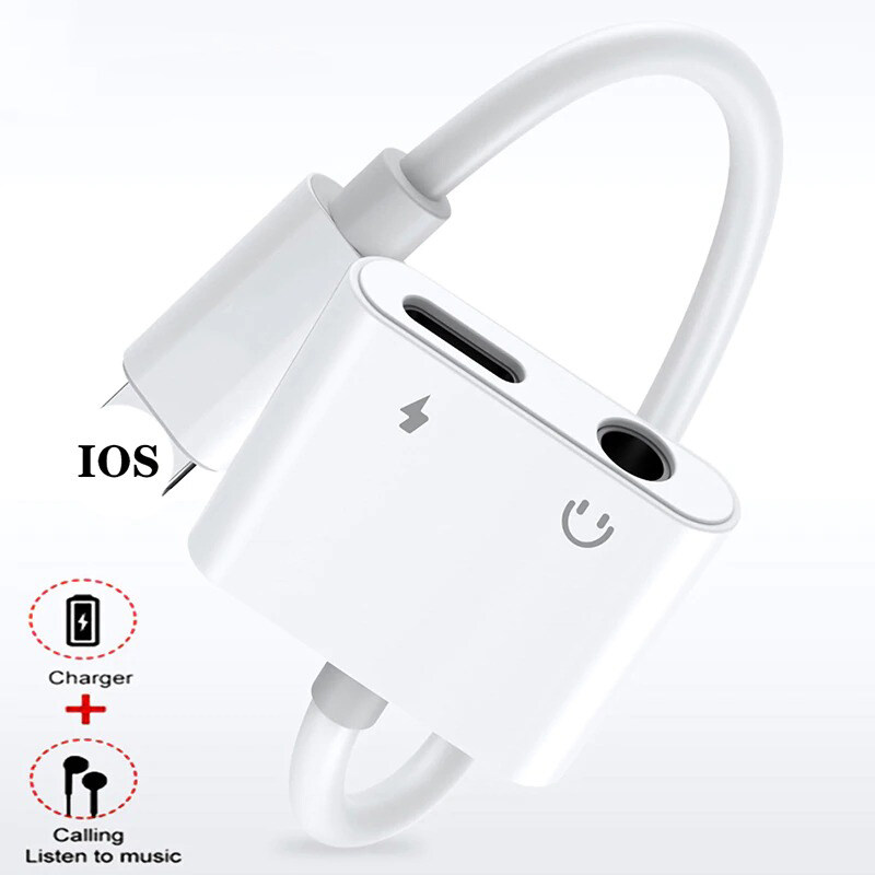 AzaTech Lightning to 3.5mm 2 in 1 Earphone Audio Adapter For Lighting Charger Cable Mobile Phone Aux Dual Jack Splitter Headphone & Fast Charging Connector Converter