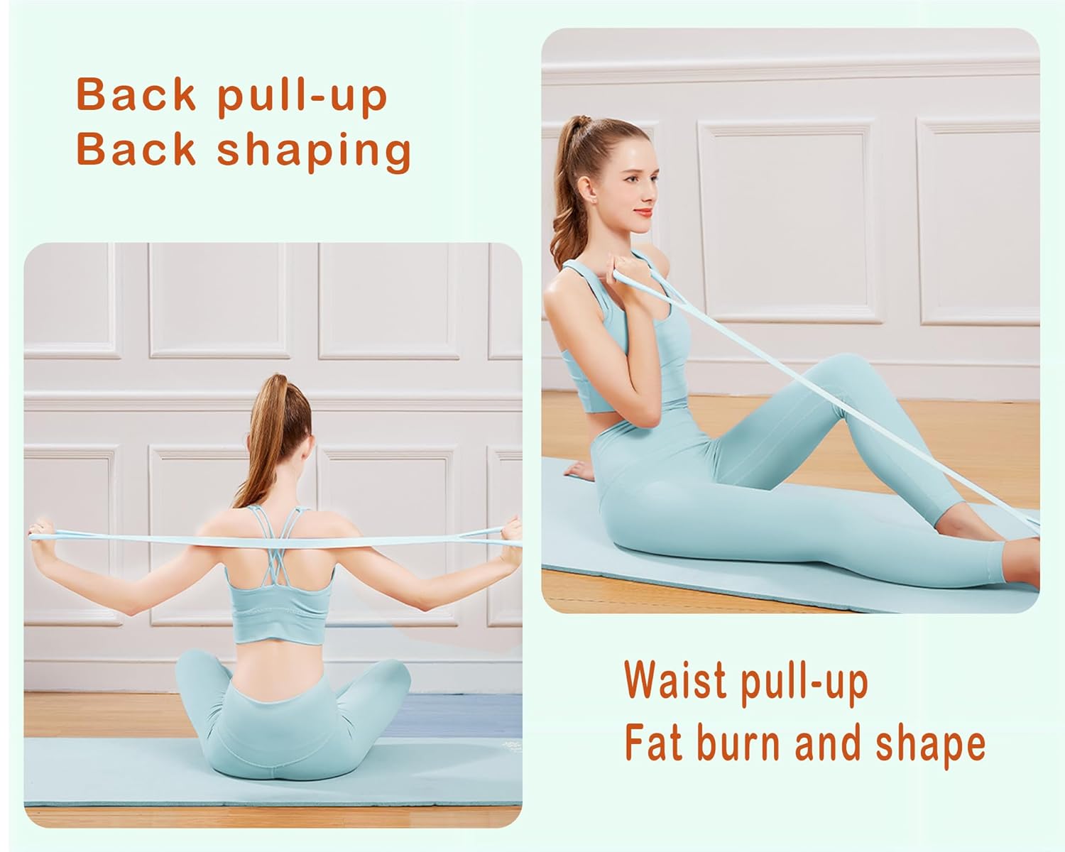 Yoga Belt 8-Figure Stretching Strap – Elastic Resistance Band for Shoulder Opening, Back Stretching & Full Body Workout | Yoga, Fitness, Flexibility Training & Exercise Stretch Band