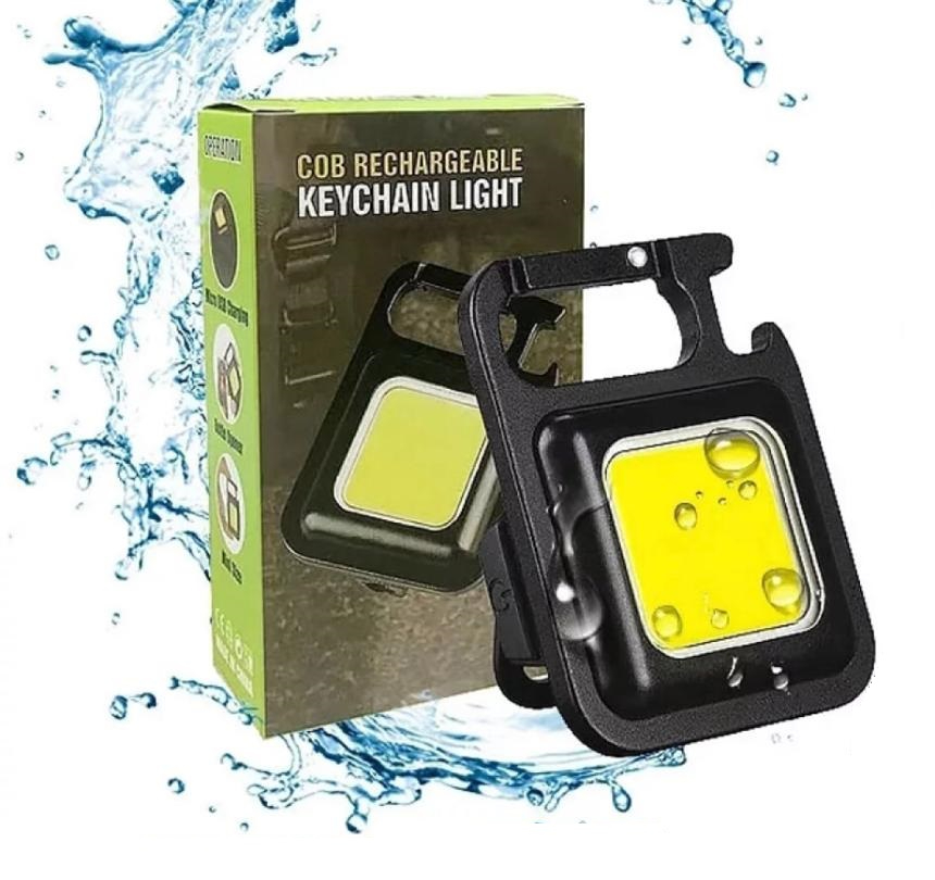 New Multifunction COB Rechargeable Keychain Mini Small High power Flashlight 3 Light Modes Portable Pocket work Light Key chain with Collapsible Folding Bracket Bottle Opener and Strong Magnet Base for Fishing Walking,Outdoor Recreation Hiking and Camping