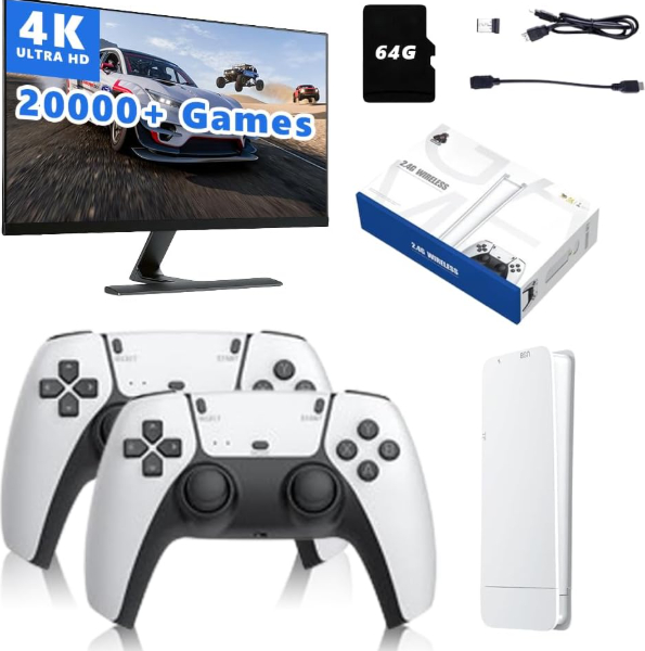 M15 Game Stick 4K - 64 GB - 20,000 Plus Built in Games - Video Game Console Retro Classic Games 2.4G Double Wireless Controller for PS1/GBA/SNES