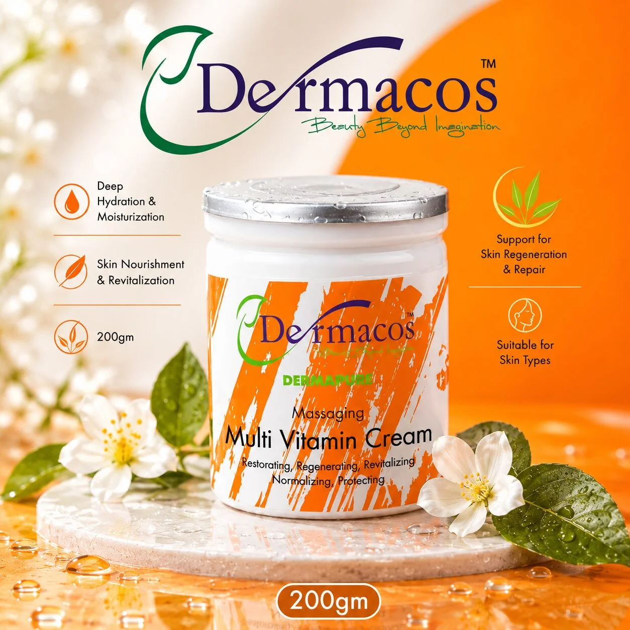 Dermacos Massaging Multi-Vitamin Cream () | Skin Care Cream | 200g