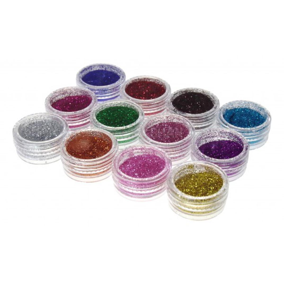 12 Pcs Set - Multicolor Loose Pigment Sparkling Dust Glitter Powder Eyeshadow Nail Art Powder - Mix 12 Color Shiny Shimmer Eye Shadow Palette Kit Dusty Makeup